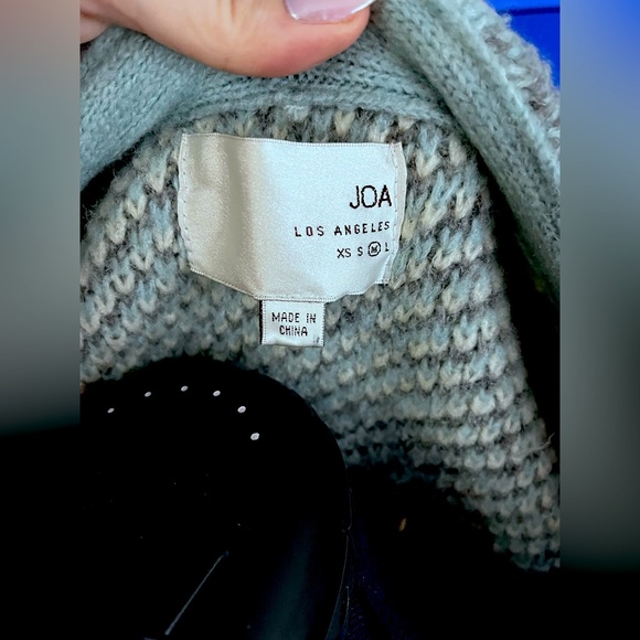 Joa Knit sweater coat size medium over size blue plaid - Picture 4 of 6